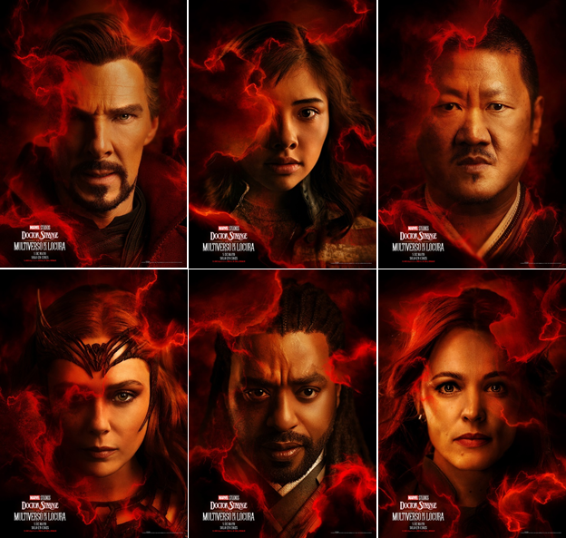 Nuevos pósters de personajes de Doctor Strange en el multiverso de la locura la nueva película de Marvel Studios